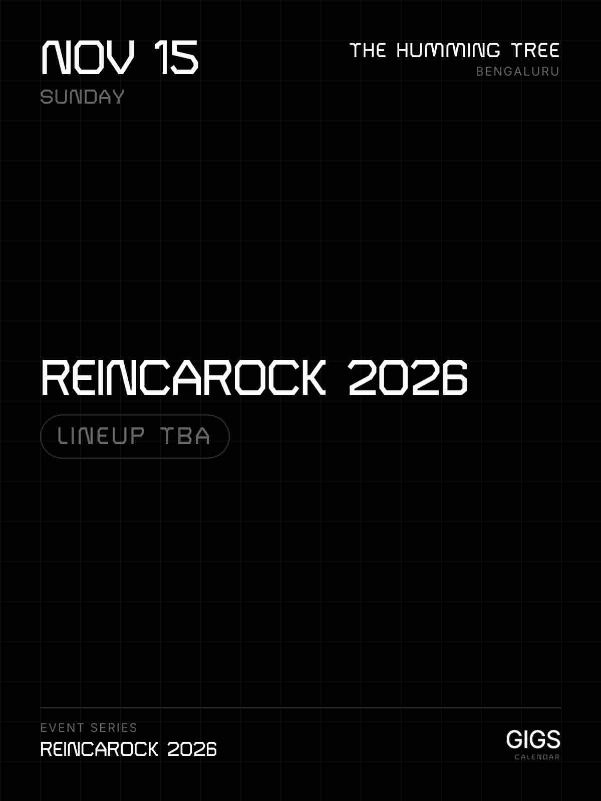 REINCAROCK 2026 · Gigs Calendar